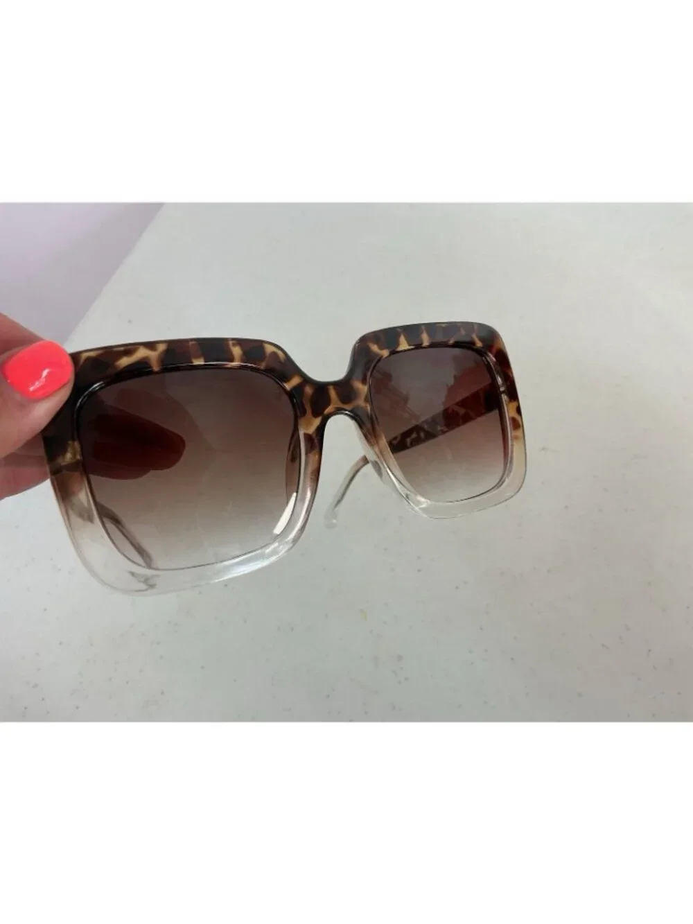 Oversized Vintage Square Sunglasses Brown Tortoise Frame Estate Find